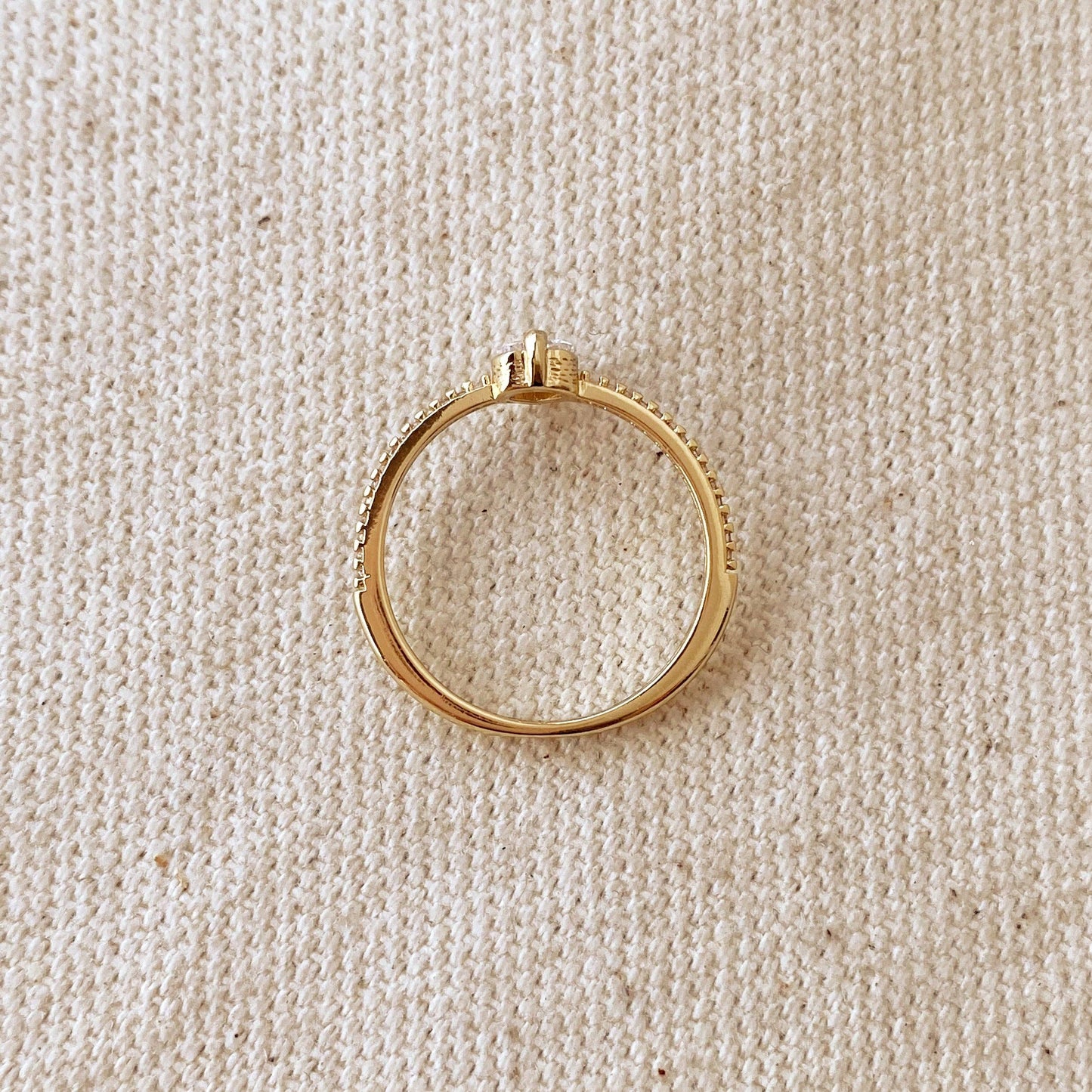 18k Gold Filled Vintage Mini Heart Stackable Band Ring: 9