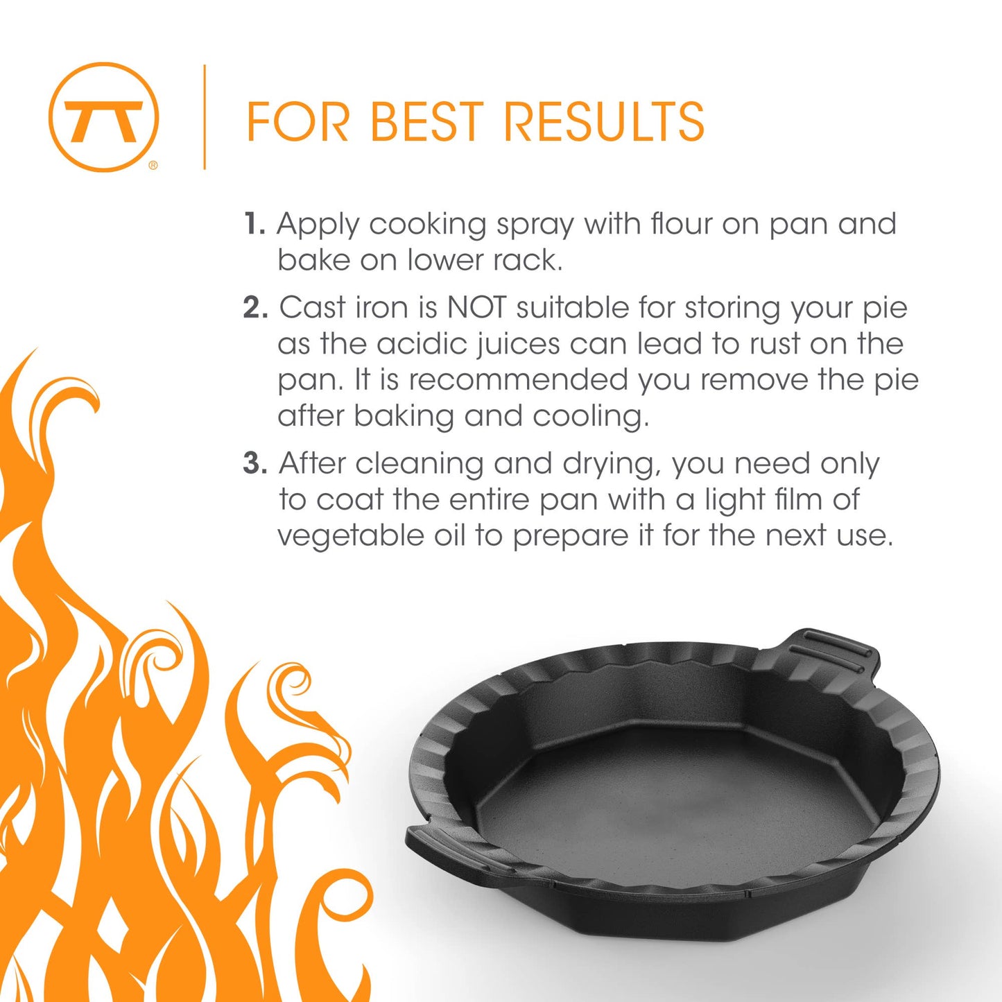 Outset Cast Iron Pie Pan For Oven, Stove, and Grill, 10"