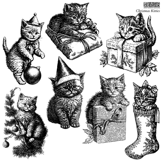 Christmas Kitties  IOD Decor Stamp