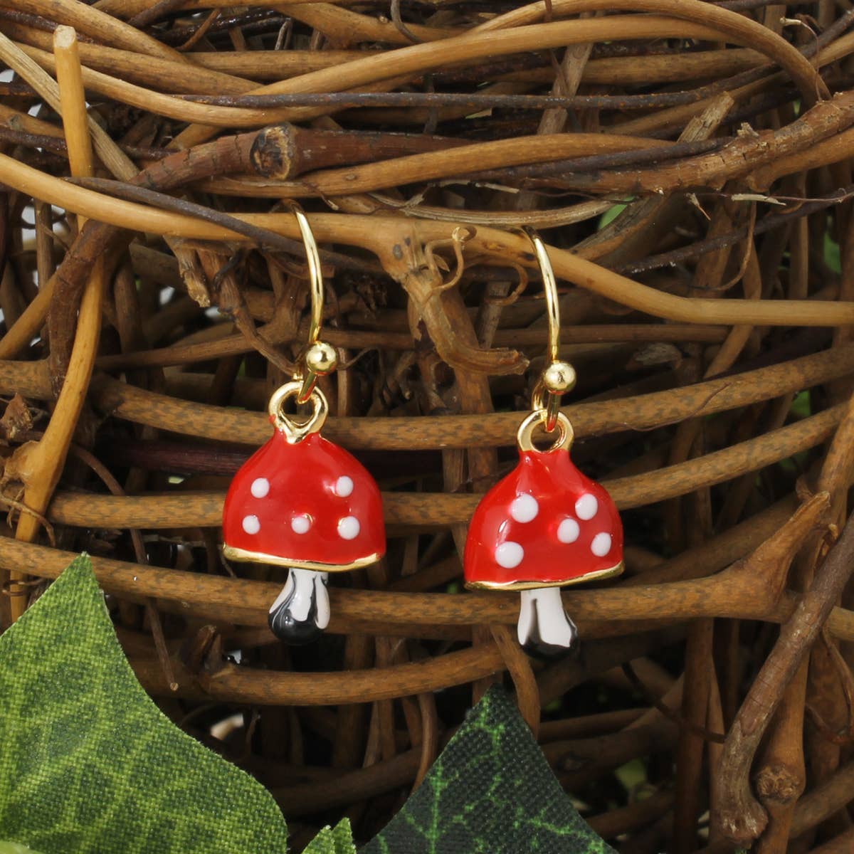 Magic Toadstool Enamel Earrings