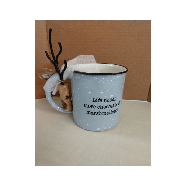 Smore Camp mug w/marshmellow stick