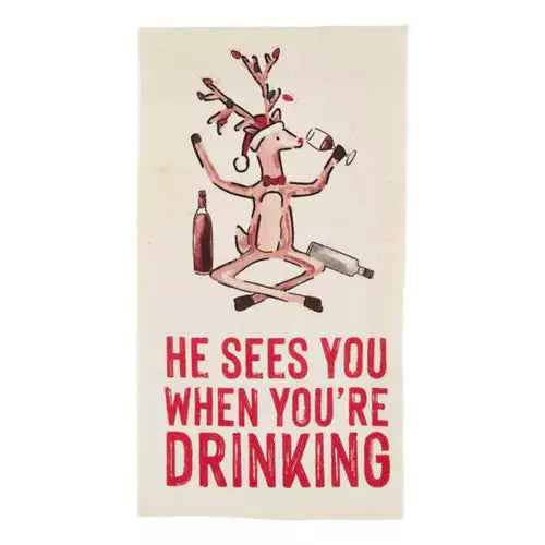 He Sees You When You're Drinking towel