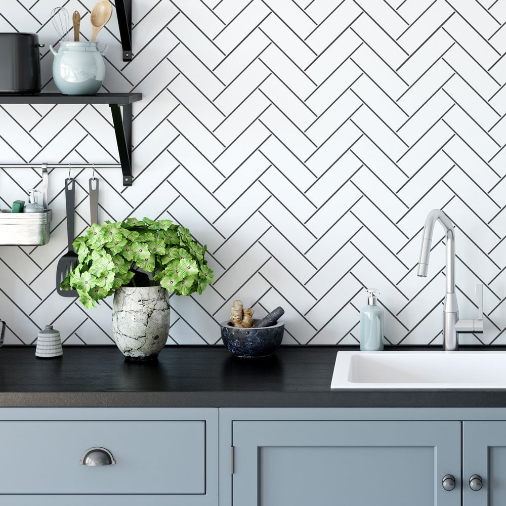 Herringbone Subway Tile Stencil