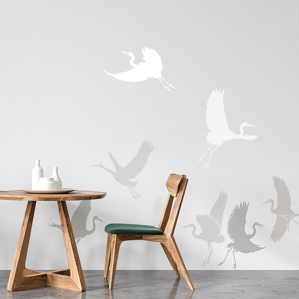 Dancing Egrets Wall Stencil