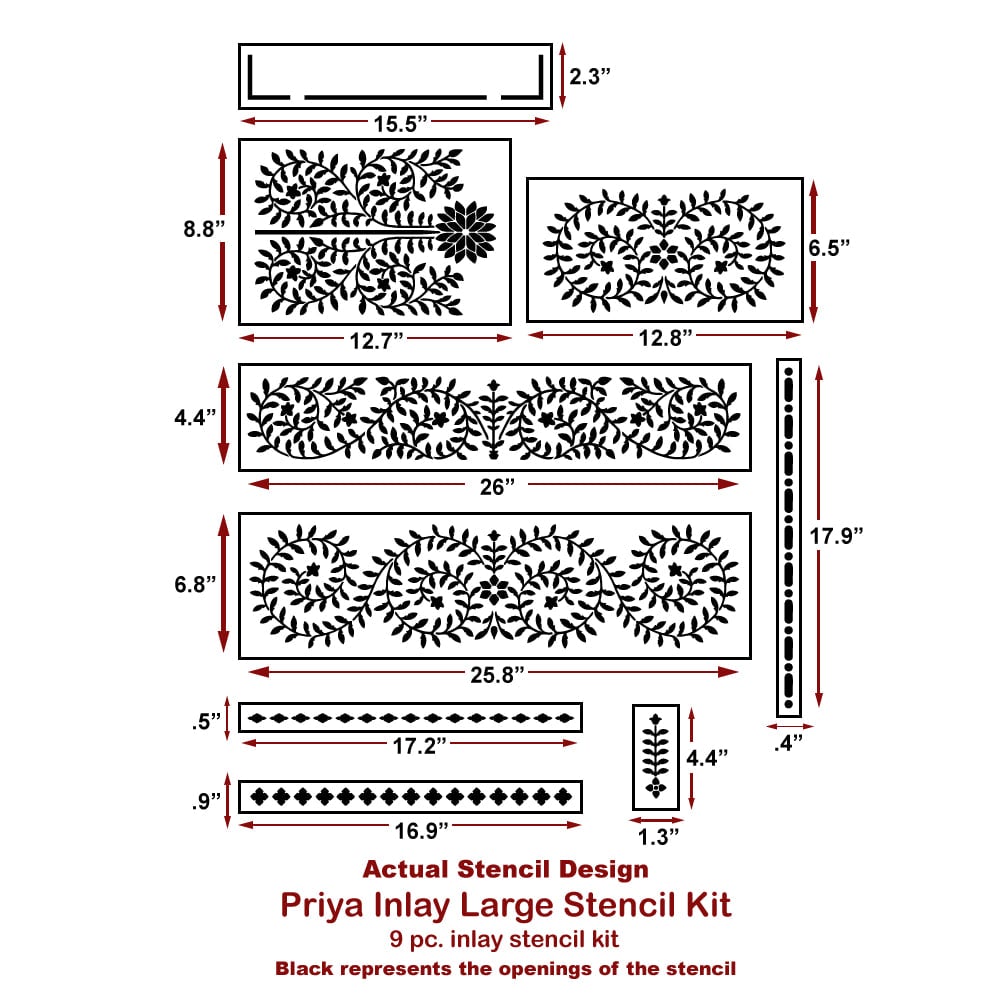 Priya Bone Inlay Stencil Kit Large