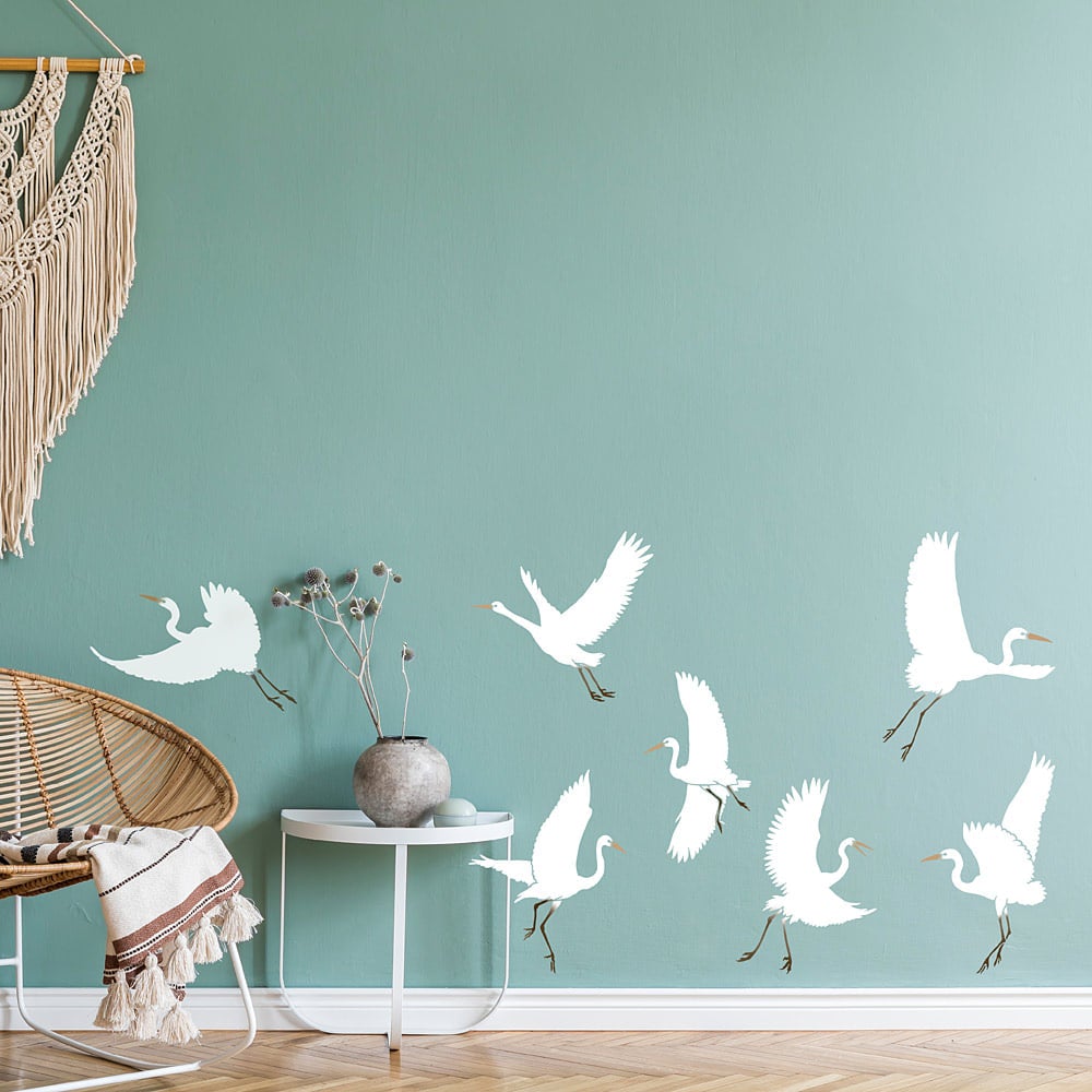 Dancing Egrets Wall Stencil