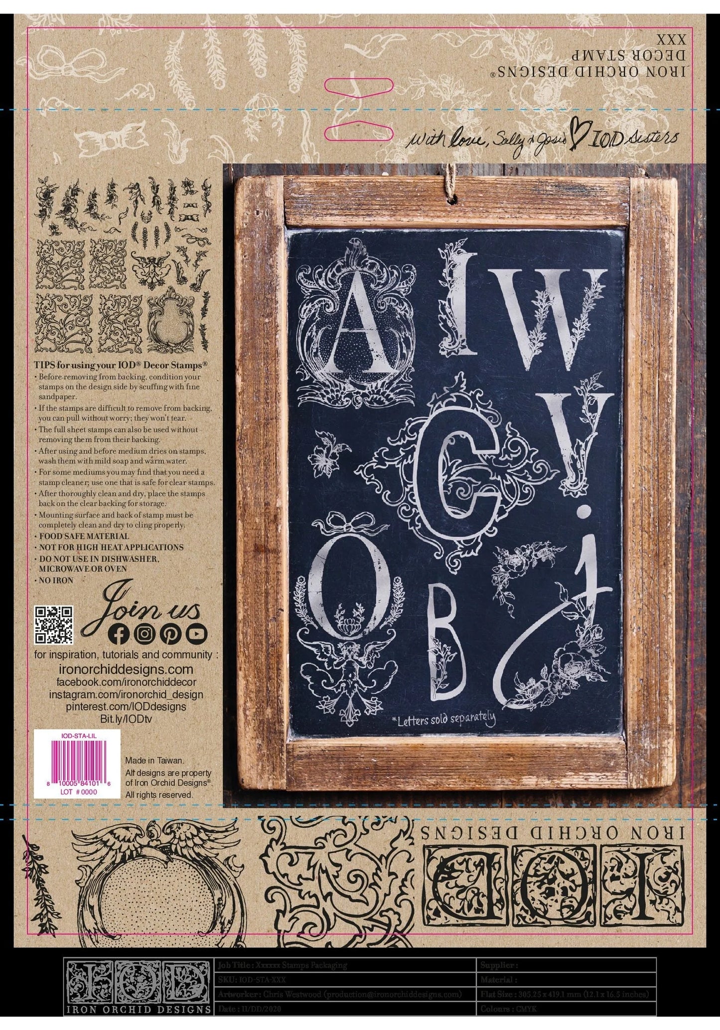 Alphabellies 12x12 IOD Stamp