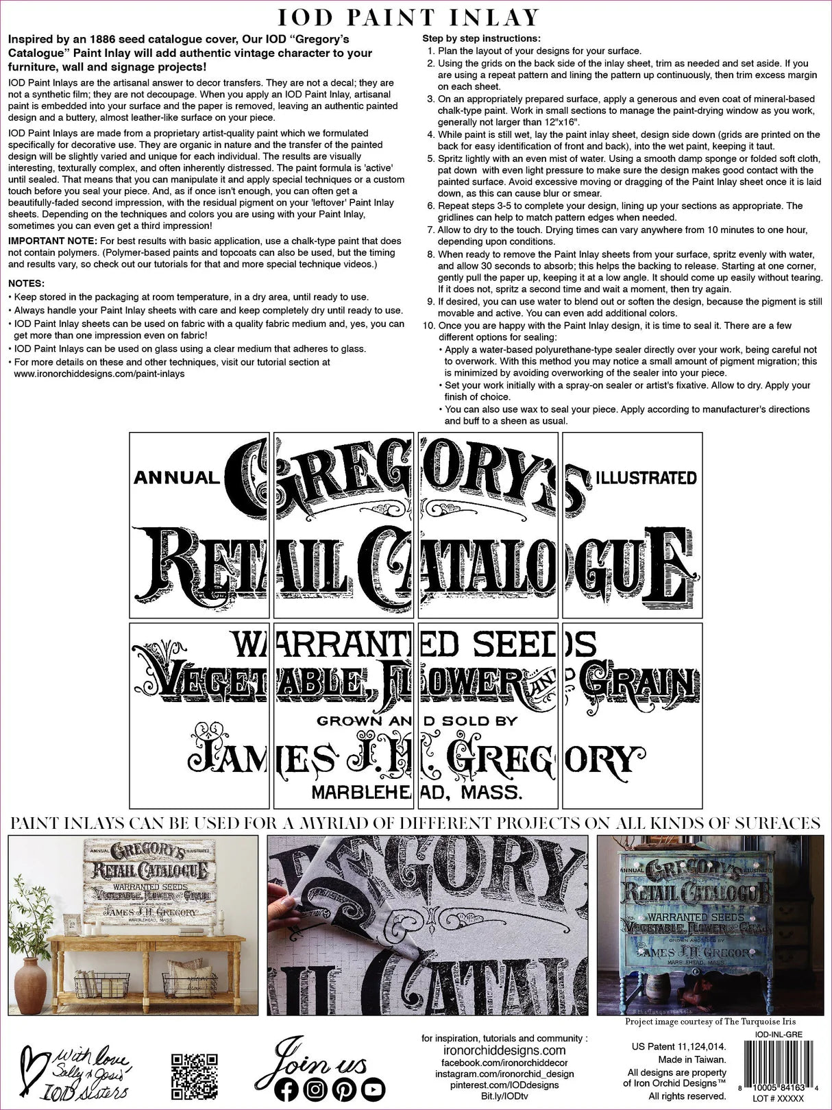 Gregory's Catalogue Paint Inlay by IOD - Iron Orchid Designs