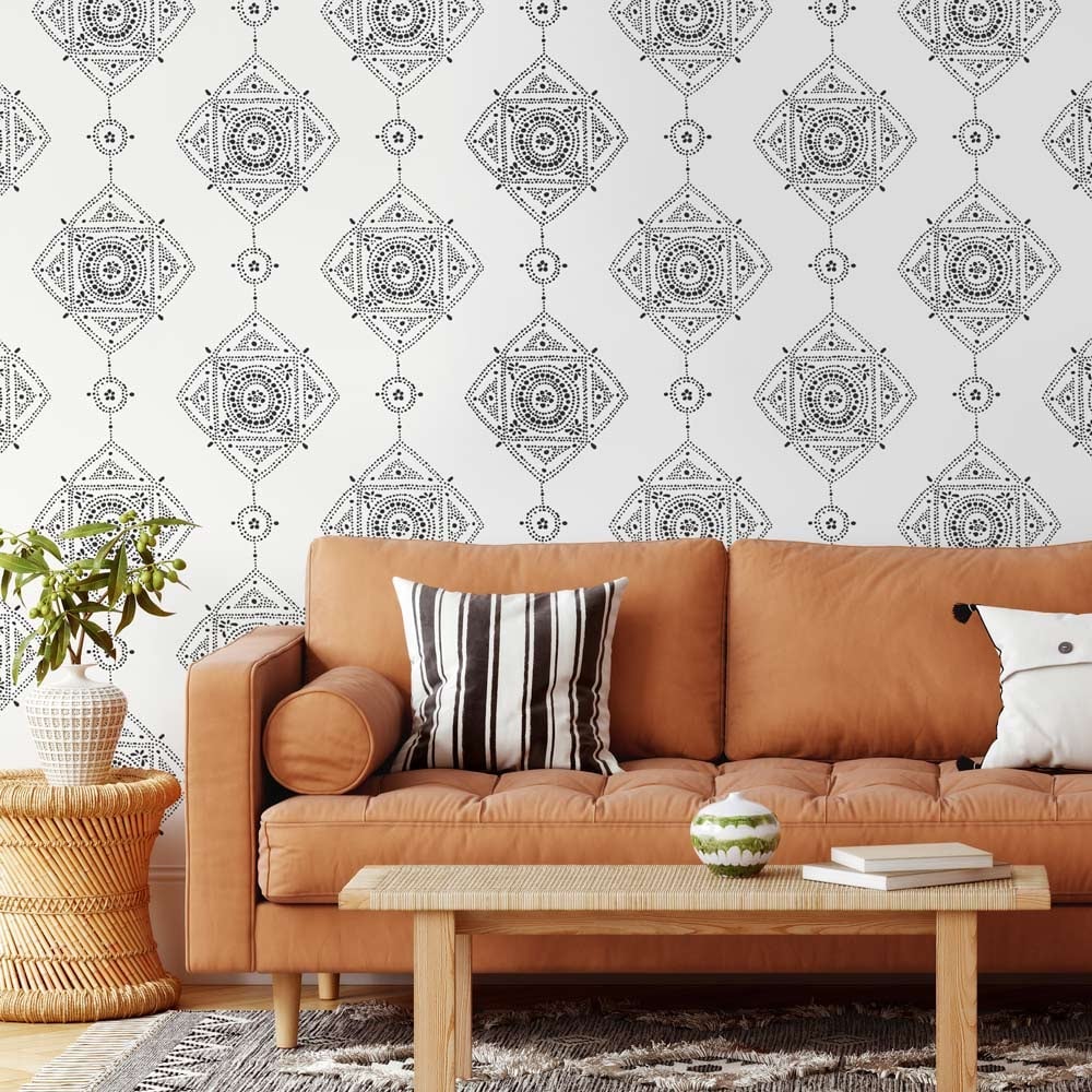 Dotted Medallion Wall Stencil Size LARGE
