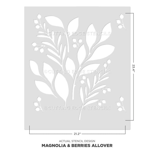 Magnolia and Berries Wall Stencil