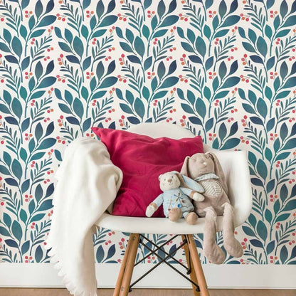 Magnolia and Berries Wall Stencil
