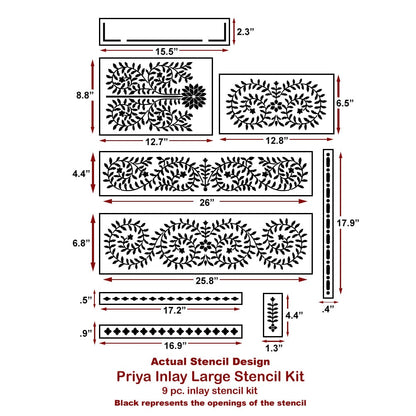 Priya Bone Inlay Stencil Kit Large