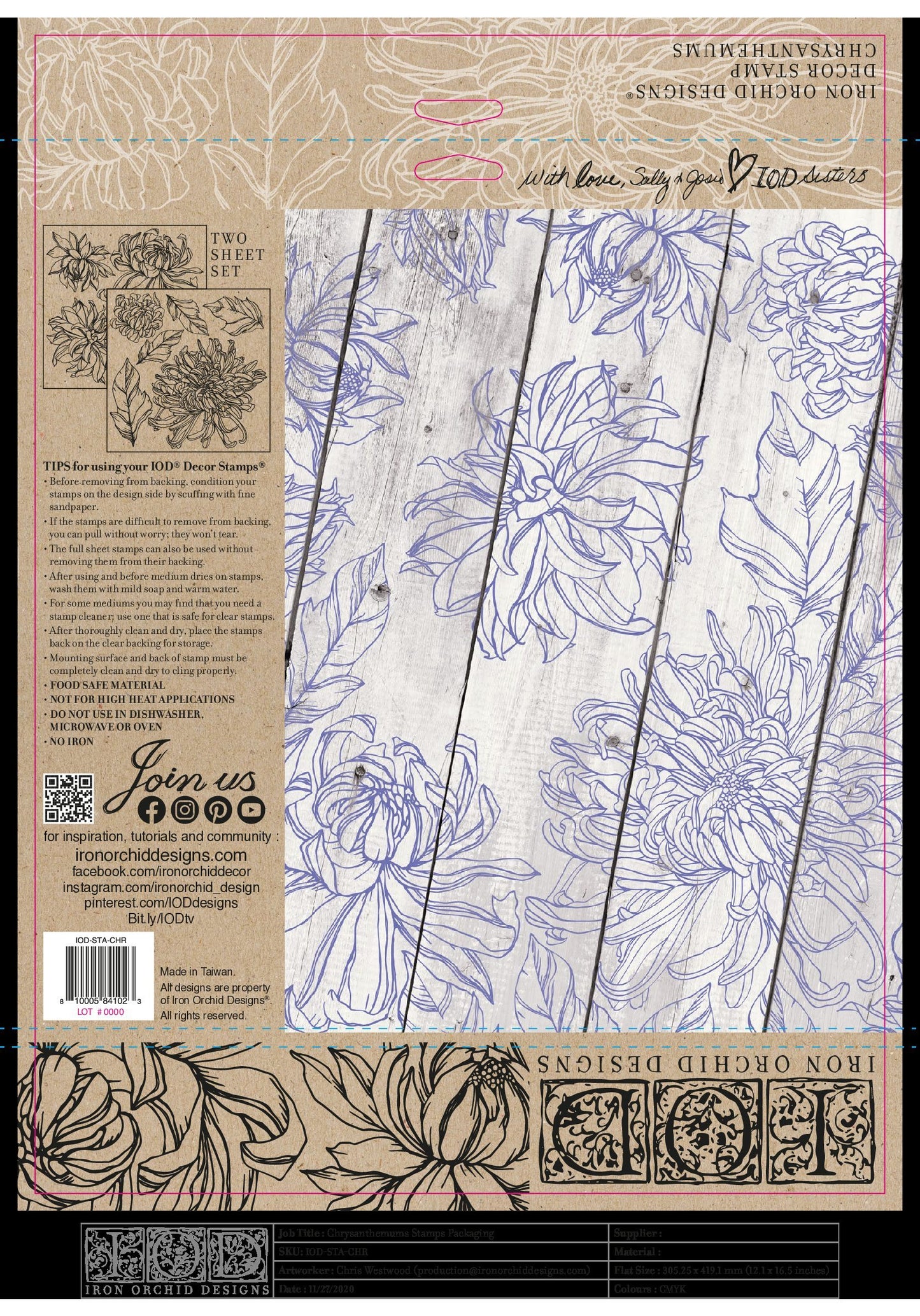 CHRYSANTHEMUM 12×12 IOD STAMP