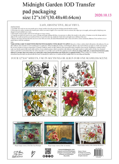 MIDNIGHT GARDEN IOD TRANSFER 12×16 PAD