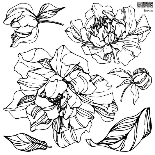 PEONIES 12×12 IOD STAMP