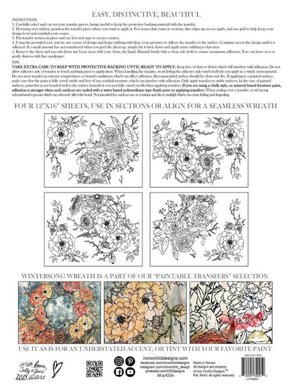 WINTER’S SONG WREATH IOD PAINTABLE TRANSFER 12×16 PAD